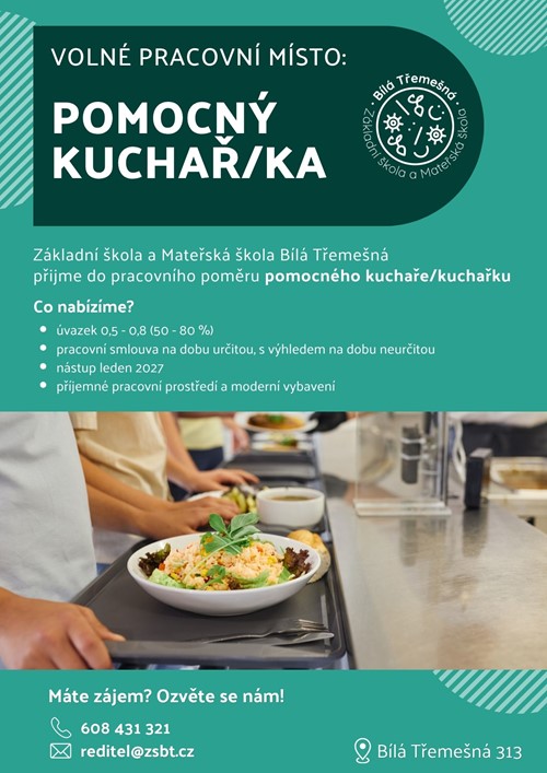 Volné pracovní místo: pomocný kuchař/ka